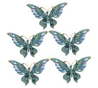 minkissy 5pcs Butterfly Brooch for Women Rhinestone Embellished Lapel Pin Elegant Suit Brooch for Coats Jackets Scarves Hats Eye Catching Accessory Lake Blue