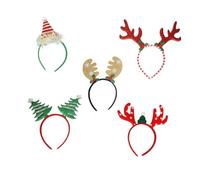 minkissy 5Pcs Christmas Headbands Holiday Hair Hoops Lightweight Non-fading Reindeer Antlers Tree Snowflake Hair Accessories for Party Masquerade
