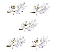 minkissy 5pcs Cubic Zirconia Leaf Brooch Pin for Women Gold Plated Fashion Accessory for Suit Decoration for Birthdays Anniversaries and Special Occasions