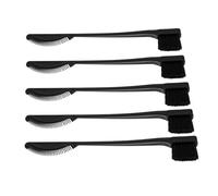 minkissy 5pcs Dual Makeup Brush and Brow Comb Set, Double-ended Eye Brow and Eyelash Brush Edge Hair Grooming Comb for Women, Black