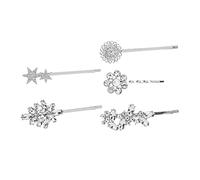 minkissy 5pcs Fashion Rhinestone Pearl Hairpin Clip Star Flower Leaf Sunflower Silver Barrette