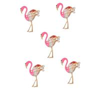 minkissy 5pcs Flamingo Brooch Pin for Women Rhinestone Lapel Pin Elegant Clothing Accessory for Special Occasions Durable Design for Birthdays Weddings and Parties