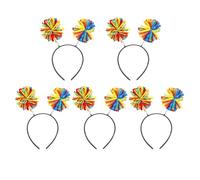 minkissy 5pcs Fluffy Ball Headbands with Bopping Pom-poms Creative Rainbow Hair Hoops for Women Comfortable Party Accessories Random Color