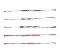 minkissy 5pcs Hand Woven Bracelets Nepalese Style Fashion Bangle Mixed Colors Hand-knitted Wrist Chains for Women and Men Ethnic Rope Jewelry for Daily Wear