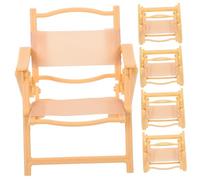 minkissy 5pcs Mini Folding Beach Chairs for Dollhouses Realistic Miniature Camping Recliners in Light Yellow Flexible Fit for Various Dolls Indoor Outdoor Role Play Accessories