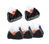 minkissy 5pcs Mini Japanese Food Rice Ball Models Realistic Triangle Onigiri with Seaweed Miniature Display Ornament for House Scene Photography Prop Detailed Craftsmanship