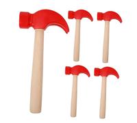 minkissy 5pcs Montessori Wooden Hammer for Wood Construction Play Tools Red Simulation Hammering to Develop Fine Motor Skills and Hand Eye Coordination