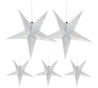 minkissy 5pcs Paper Star Lantern Lampshade Hanging Christmas Star Ornaments Hanging Lamp Christmas Snowflakes Decorations Silver Home Accessories Decor for Xmas 45cm