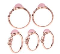 minkissy 5Pcs Pink Moonstone Rings for Women Zinc Alloy Fashion Jewelry Rose Gold Plated Engagement Comfortable Lightweight
