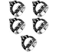 minkissy 5pcs Shark Mouth Men's Ring Stylish Finger Ring Durable Unique Design for Daily Wear Parties and Cosplay Accessory for Men Who Love Fashion