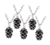 minkissy 5pcs Silver Pine Cone Pendant Necklaces Christmas Sweater Chains Festive Neck Accessories for Women Holiday Party Gift and