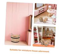 minkissy 5pcs Small Wooden Basin in The Doll House Home Decor Mini Dollhouse Accessories Dollhouse Embellishments Barrel Accessories Miniature Artificial Buckets Tiny Bucket Khaki