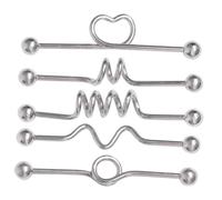 minkissy 5Pcs Stainless Steel Industrial Barbell Ear Jewelry Silver Earrings for Men Women Comfortable Surface Smooth