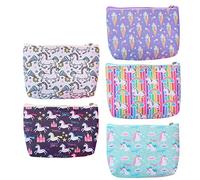 minkissy 5Pcs Unicorn Design Coin Purses Cartoon Storage Bags for Women Cute PU Pouch for Items Change Keys and Makeup for Family and Friends
