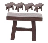 minkissy 5pcs Vintage Wooden Miniature Dollhouse Chairs Stools Mini Doll Furniture for Tiny House Accessories Portable Retro Style Mini Stools for Creative Role Play and Dollhouse Decor