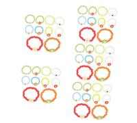 minkissy 5sets Bead Rings for Cute Aesthetic Flower Finger Rings Durable and Easy to Wear Jewelry for Summer Fun Accessory 10pcs*5