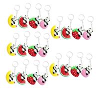 minkissy 5sets Cute Plush Panda Keychain Cartoon Animal Doll Bag Pendant for Keys Backpacks Handbags Adorable Stuffed Animal Keyring with Watermelon Banana Strawberry Designs 4pcs*5