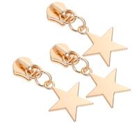 minkissy 6 Pcs Metal Five-Pointed Star Zipper Pull Tabs Light Gold, DIY Zipper Replacement for Bags, Luggage, Coats and Sewing Accessories