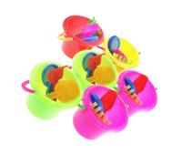 minkissy 6 Sets Beach Set Small Plastic Buckets with Sand Spoons Educational Playset for Boys and Lightweight and Promotes Creativity and Social Skills Random Colors and Patterns