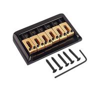 minkissy 6 String String Hardtail Fixed Bridge Set Fully Adjustable Height for Electric Guitar Top Loading Design Durable Material Easy Installation Includes Wrench Mounting Screws Black