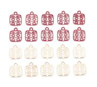 minkissy 60pcs Chinese Style Double Happiness Wedding Charms DIY Hanging Pendants for Bride Bridal Accessories Red and Gold Color Craft Decorations