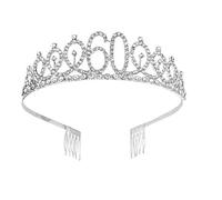 Minkissy 60th Birthday Tiara Crystal Crown Rhinestone Princess Crown Hair Accessories Happy 60th Birthday Tiara for Women Ladies