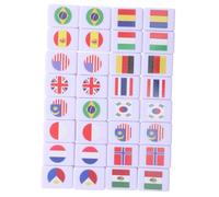 minkissy 64pcs Two-player Mahjong Tile Set Melamine International Flags Board Game for Couples Family Travel Portable Strategy Memory Matching