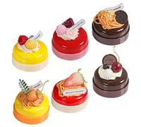 minkissy 6pcs Artificial Cake Model Realistic Fake Cake Decorations for Photography Props Teaching Shop Display with Strawberry Cherry Raspberry Dragon Fruit Designs