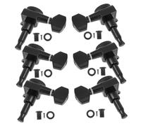 minkissy 6pcs Black 1:18 Ratio Sealed Locking Acoustic Guitar String Buttons Tuners 3 Left 3 Right Alloy Guitar Pegs for Electric and Wooden Replacement