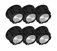 minkissy 6pcs Black Aluminium Alloy Guitar Volume Knobs Protective Compact Potentiometer Control Knobs 28mm Diameter 15mm Height Suitable for Amplifier Audio Replacement