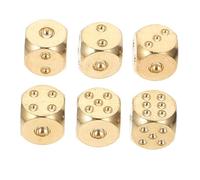 minkissy 6pcs Brass Craft Dice Props Unique Small Dices for Game Night Bar and Restaurant Use Design for Long Term Enjoyment