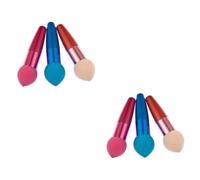 minkissy 6pcs Concealer Foundation Cream Skin Lollipop Brush Synthetic Hair Powder Puff Brush for Women Makeup Kit Pu Pouch