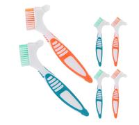 minkissy 6pcs Dual Head Denture Brush Hard Bristle False Teeth Care Toothbrush for Clean Maintenance Travel Friendly Design Vibrant Colors for Easy Identification
