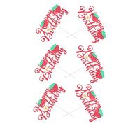 minkissy 6pcs Glitter Strawberry Cake Toppers Lightweight Reusable Sparkly Berry Picks for Birthday Party Decorations Summer Shower Cake Decor