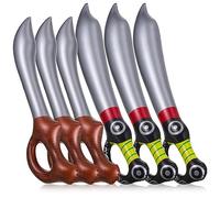 minkissy 6Pcs Inflatable Pirate Swords Pirate Swords Coffee Swords for Halloween Parties Pirate Costumes and Interactive Play Activities