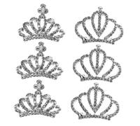 minkissy 6pcs Mini Crown Tiara Rhinestone Hair Comb for Little Girls Birthday Party Dress up Flower Girl Wedding Accessory