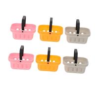 minkissy 6pcs Miniature Dollhouse Shopping Basket for Pretend Play Pla Mini Baskets in Orange Pink Light Gray Tiny Market Storage Containers for Kitchen Accessories and Social Interaction