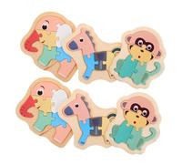 minkissy 6pcs Montessori Animal Shaped Wooden Puzzle Elephant Monkey Horse Matching Sorting to Boost Fine Motor Skills and Problem Solving Development