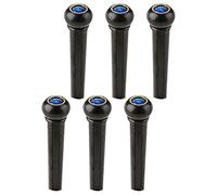 minkissy 6pcs Plastic Guitar Bridge Pins with Blue Cat Eye Inlays Black String Pegs for Acoustic Guitar Replacement Parts for Stringed Instruments
