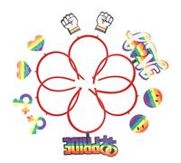 minkissy 6pcs Pride Headbands Rainbow Heart Headdress Lightweight Plastic and Cloth Festival Hair Bands for Women Men Party Decoration