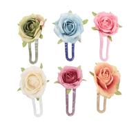 minkissy 6pcs Realistic Rose Flower Claw Clips Lightweight Hairpins for Women Daily Wear Elegant Floral Design Bangs Duckbill Hair Accessories in Purple Green Blue Yellow Pink White