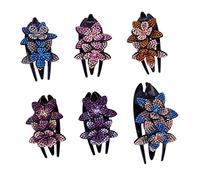 minkissy 6pcs Rhinestone Floral Duckbill Clip Hair Accessories Small Flower Claw Clips for Thick Hair