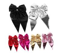 minkissy 6pcs Satin Bow Hair Clips Long Tail Ribbon Barrettes Metal Spring Clips for Women Elegant Soft Finish Hair Accessories for Party Bridal Daily Use