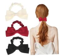 minkissy 6pcs Satin Bow Hair Ties White Ribbon Oversized Bows for Women Party Decorations