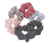 minkissy 6pcs Striped Fabric Hair Ties for Women Girls Elastic Ponytail Holders Chic Everyday Hair Accessories Grey Light Blue Pink Navy Red Black