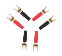 minkissy 6Pcs U Shaped Banana Plug Audio Jack Adapter for Speaker Cable Easy Installation Color Coded for Positive Negative Distinction Compatible with Various Audio Equipment