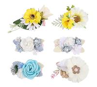 minkissy 6pcs Women's Festival Headbands Boho Flower Hair Clips Real-looking Sunflower Hair Accessories for Girls