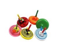 minkissy 6Pcs Wooden Colorful Animal Gyroscope Creative Funny Peg Top for Design Random Styles for Fidget Play