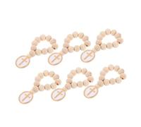 minkissy 6pcs Wooden Rosary Beads for Baptism and First Communion Hand Polished Smooth Wood with Crucifix Pendant Timeless Catholic Prayer Keepsake for Bridal and Confirmation Gifts