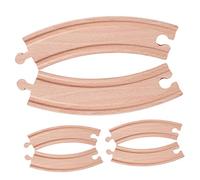 minkissy 6pcs Wooden Train Track Accessories DIY Playset for Boys Educational Curved Rail Layout Props Enhancing Motor Skills and Parent Interaction